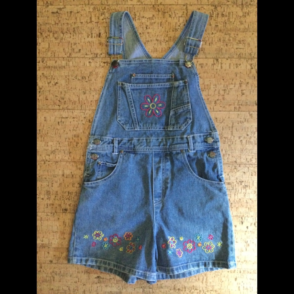 Rachel’s Kids Embroidered Overall Shorts (size 10)